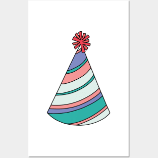 Teal and Pink Party Hat Posters and Art